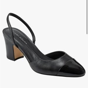 NIB Marc Fisher Laynie Pump Black 8.5 Cap Toe Slingback Heels